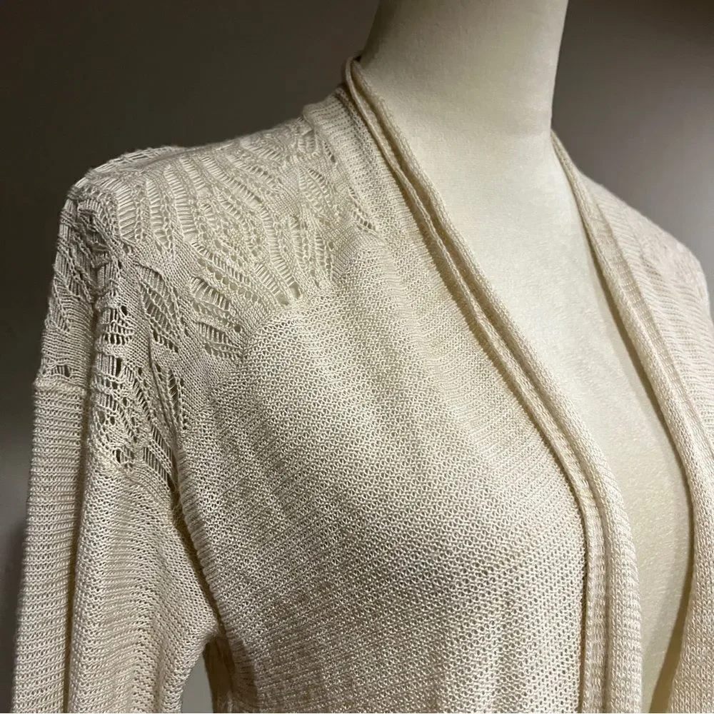 Knox Rose beige Open cardigan with long sleeve with lace details size‎ Medium